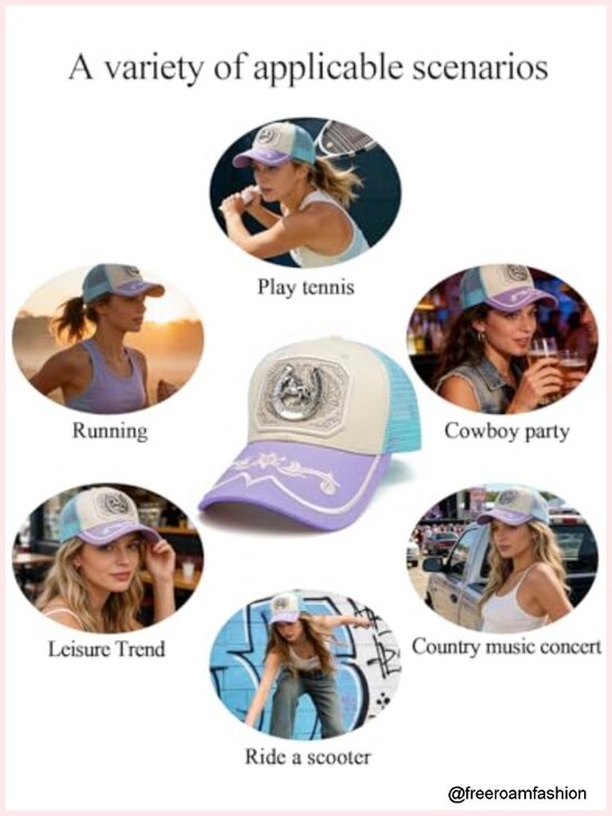 PU Leather Cowboy Trucker Hat with Metal Horse Detail Western Snapback main image 2